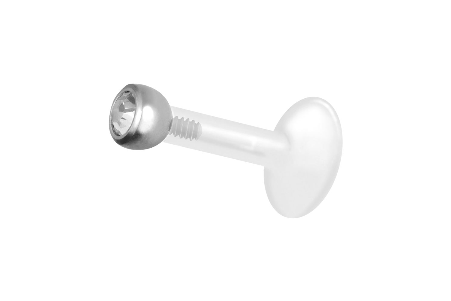PTFE Labret Piercing mit Innengewinde + Titan-Aufsatz KRISTALL